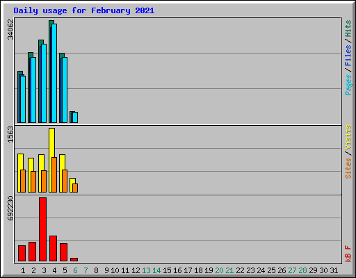 Daily usage for February 2021