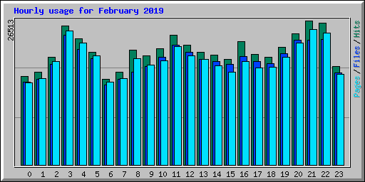 Hourly usage for February 2019